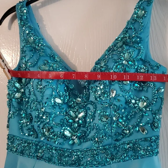 Turquoise pageant gown - Picture 7 of 11